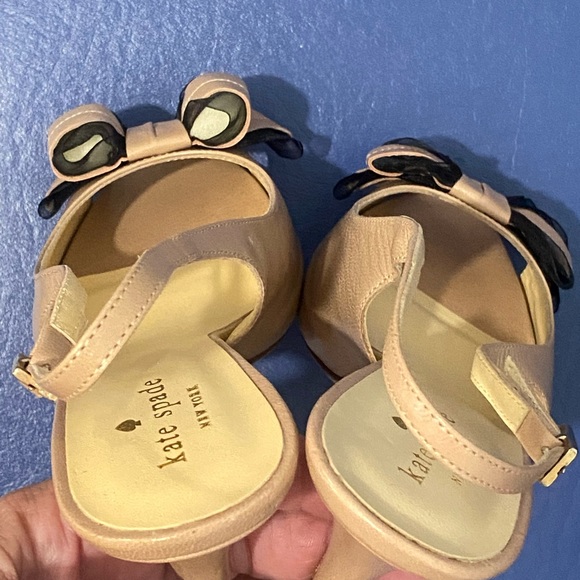 New Kate Spade New York Billow bow sling back beige heeled peep toe sandals - Picture 13 of 14
